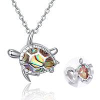 Silber Meeresschildkröte Silver Sea Turtle Locket Picture Photo Locket Abalone Shell Necklace For Women